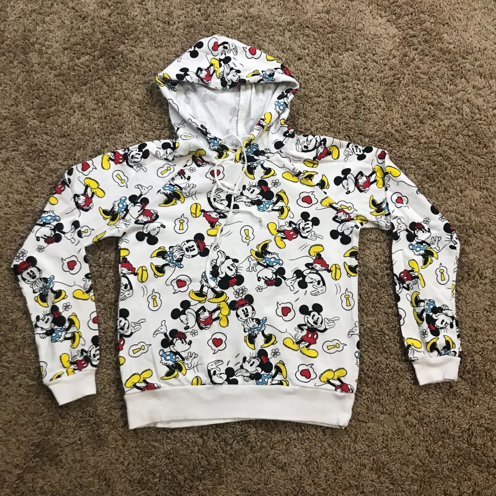 Disney| Mickey & Minnie Mouse Graphic Hoodie White| Womens S